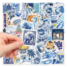 50pcs Blue Ocean Cartoon Creative Stickers, Waterproof Self-Adhesive Decorative Stickers For Photo Frames, Albums, Notebooks, Cups, Classroom Supplies, Suitable For School, Teachers, Weddings, Students, Halloween, Christmas Gifts - Multicolor - View 6
