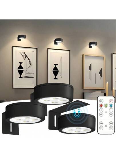1/3/ Led Wireless Metal Wand Art Battery Powered LED Picture Lights, Lamp, Fairy Lamps, Night Light, Lighting, Book Lights Room Adjustable Temperature, Frame Artworking Portrait, Stairs, Corridors, Bedroom ation, Interior, Living Room, ations, Birthday Home ations 150mAh Remote Control view 3