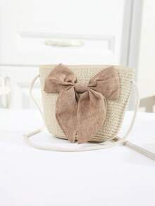 1 قطعة - حقيبة قش جديدة عصرية، حقيبة بشكل زهرة قلب كرتونية جميلة، زخرفة بالدانتيل والزهور، مزينة بأسنان بلورية براقة، أنماط متعددة الألوان للحقيبة المنسوجة - متعدد الألوان - مشاهدة 7