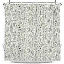 Vintage Floral Shower Curtain, Beige Flower Retro Shower Curtains For Bathroom, Shower Curtain Cloth Fabric, Farmhouse Rustic Cream Premium Polyester Fabric, Machine Washable, Includes 12 Plastic Hooks For Easy Installation, Home Decor Bathroom Decor