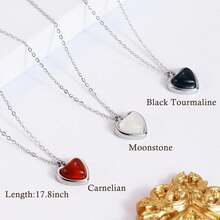 SmileBelle Black Heart Necklace Women, Black Black Tourmaline Necklace As Birthday Gifts Her, Black Handmade Jewelry Silver Heart Pendant Necklace Teen As Tendy Jewelry - Vàng - Xem 6