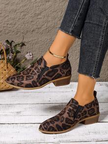 Zapatos de vestir casuales, cómodos y antideslizantes para mujer, con estilo retro británico, punta afilada, tacón grueso, unicolor, elásticos y versátiles - Multicolor - Ver 5