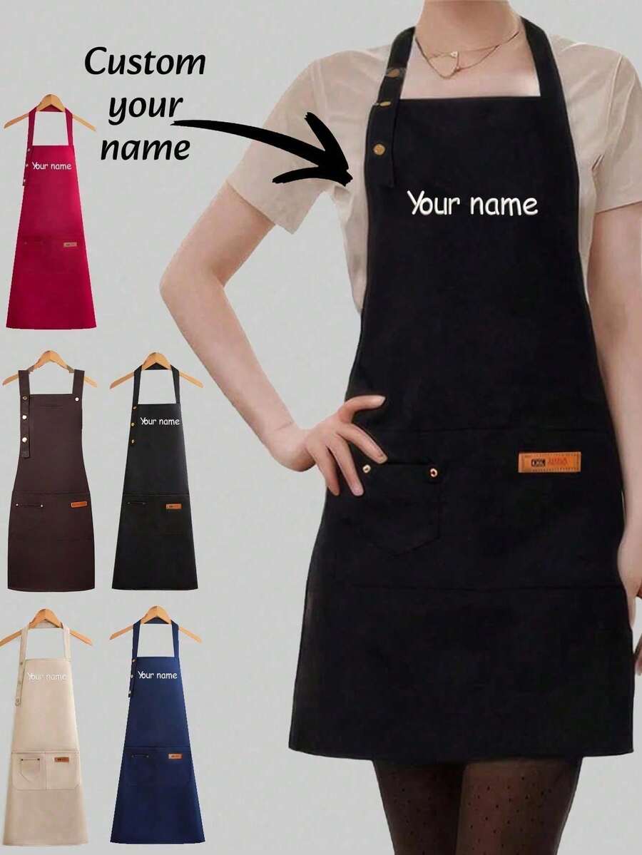 1件客製化印花防塵圍裙 北歐風無袖廚房工作服 男女通用 私人訂製烹飪手抹布式圍裙 適用居家烘焙 美甲沙龍 咖啡店防水圍裙 男士主廚圍裙 廚房配件 咖啡配件 - 彩色 - 查看 1