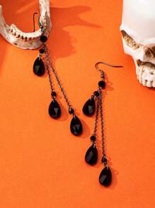 1 Pair Fashion Teardrop Tassel Dangle Earrings, Suitable For Women, Masquerade Ball, Party, Halloween Wear