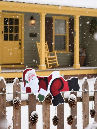 1/2pcs Santa Claus Decoration For Outdoor, Realistic Santa Claus Fence Decoration, Suitable For Outdoor Christmas Garden Courtyard Fence Decoration, Outdoor Christmas Decorations