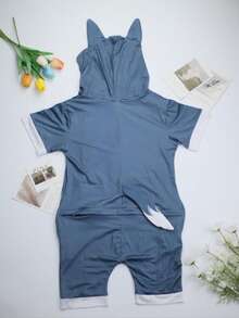 Pijamas de animales para niños y niñas, ropa de casa para niños y niñas, pijamas de una pieza de manga corta para niños estilo animal y ropa de casa. - Gris (Perro) - Ver 2