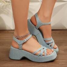 Women's Wedge Sandals Adjustable Buckle Strap Platform Wedge Shoes Open Toe Casual Daily Sandals