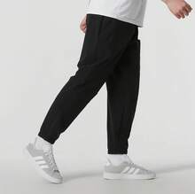 Adidas 男子新款梭織快乾運動褲跑步長褲 - 黑色 - 查看 5