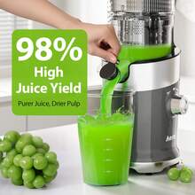 4.9" Extra Wide Feed Chute Cold Press Juicer | Slow Press Technology | Higher Juice Extraction | Quick-Clean System | Premium Kitchen Appliance For Fresh Morning Drinks & Brunch Time​ - US A Type Plug(110-127V) - View 4