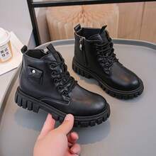 Botas sencillas y cómodas para ninos, botas de estilo británico multifuncionales de color negro para ninos y niñas.Botas sencillas y cómodas para niños, botas de estilo británico multifuncionales de color negro para niños y niñas - Negro - Ver 3