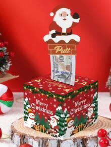 1 set cutie cadou extractibilă cu bani de Crăciun fericit, cutie cadou surpriză Moș Crăciun, decorațiune de Crăciun, ornamente de Crăciun, suport distractiv pentru bani surpriză pentru prieteni, iubite, soții, surori, accesoriu perfect pentru petrecerea de sărbători, cadou de petrecere de Crăciun, favoare pentru petrecerea de sărbători, decor de Crăciun - roșu - Vizualizare 5