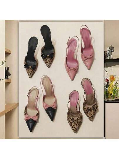 Frameless 1PC Leopard Print High Heels Poster Preppy Wall Art Pink Decor Y2k Cheetah Room Aesthetic For Bedroom
