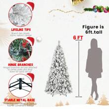 4/5/6/7/7.5/8/9FT Artificial Christmas Tree, PVC Hard Needle Mixed Flocking Tree, Simulated Pine Needle Christmas Tree, With Detachable Metal Base, Christmas Tree For Winter Party Decorations, Indoor Christmas Decorations
