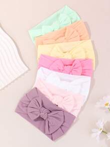 7pcs Baby Girls Bows Headbands Nylon Hairbands Ribbon Bow Elastic Hair Accessories For Newborns Infants Toddlers And Kids - Multicolor - View 2