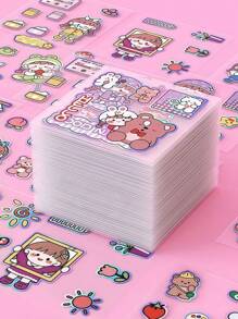 80 szt./opakowanie naklejek z brokatem w kształcie kreskówek, wodoodporny materiał PET, klej bez śladów, błyszczący wzór, nadaje się do scrapbookingu, etui na telefony, laptopów, butelek na wodę, deskorolek, bagażu, dekoracji kasków