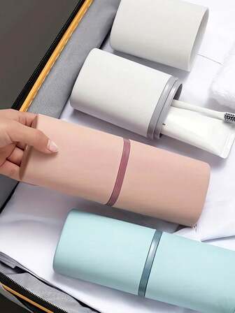 牙刷杯牙刷架带盖透明牙刷盒便携式牙膏收纳旅行洗漱杯旅行必备配件露营商务返校旅行居家