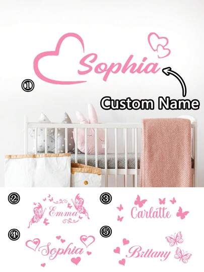 1 pezzo Adesivo da parete personalizzato a forma di cuore con farfalla, decalcomania da parete in PVC, adatto per decorazione di soggiorno, camera da letto, regalo creativo di adesivi personalizzati, disponibile in rosa, nero, bianco, ideale per casa, stanza, camera da letto, decorazione campus, per creare un'atmosfera accogliente, elegante per l'inverno