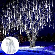 1pc 8-Tube Battery Powered LED Meteor Shower String Lights, 30cm, Bedroom Decor, Wreath Fairy Lights, Christmas & Halloween Decoration, Home Decor Lighting, Wedding Party Supplies, Batteries Not Included - Battery Box Meteor Shower - View 6