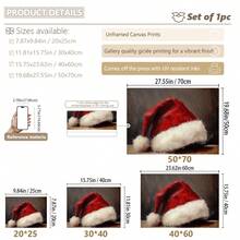 1 pieza, Arte de pared de lienzo, Decoración de pared enmarcada, Gorro de Papá Noel vintage, Pintura al óleo de Papá Noel vintage, Impresión en lienzo de gorro de Papá Noel clásico, Póster de Papá Noel, Arte de pared navideño, Decoraciones navideñas, Póster navideño, Decoración de pared minimalista de invierno