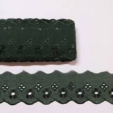 English Embroidery Piece 5cm Wide - 13.70 Meters Long. Embroidered Lace - xanh quân đội - Xem 1