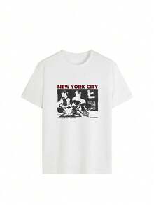 女装夏季字母印花休闲简约辣妹街头宽松日常圆领短袖宽松T恤上衣女装出街休闲上衣 - 白色 - 查看 2