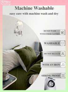 3件套白色和绿色超柔软宿舍床上用品套装，亲肤透气羽绒被套和枕套套装，适用于学生卧室，可水洗返校床上用品