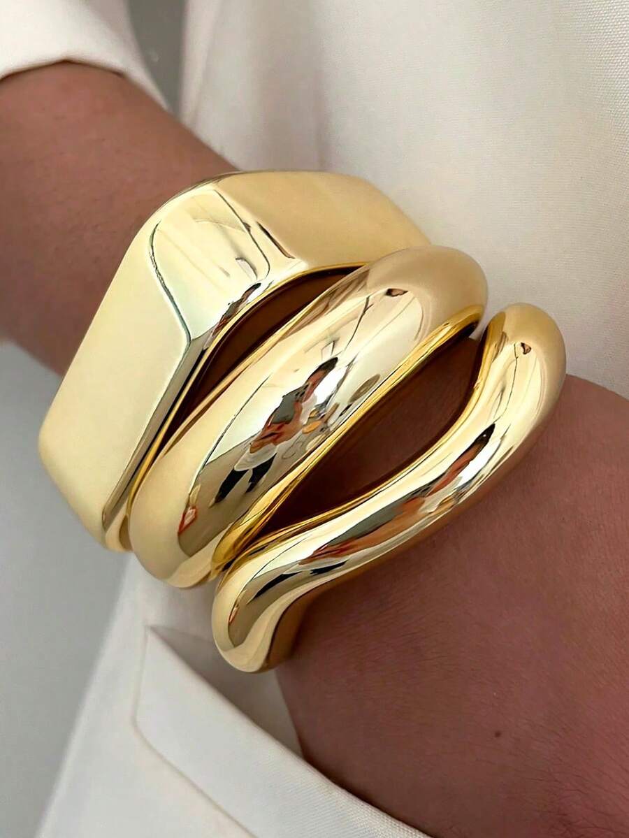 Bộ 3 vòng tay bằng nhựa tông vàng sang trọng cổ điển dành cho phụ nữ, hàng ngày, tiệc tùng, đám cưới, lễ hội, quà tặng