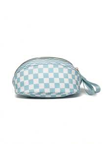 Classic Checkered Design Crossbody Bag–Matches Diverse Styles For Outings, Commutes & Leisure Time  Ample Space For Daily Errands, Casual Outings & Travel Adventures - 冰藍格子 - 查看 8