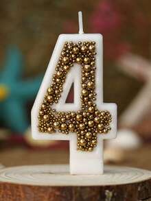 1 pieza Vela con número de cumpleaños, cuentas doradas, vela decorativa para pastel de cumpleaños, vela decorativa con brillo para celebración de aniversario - Multicolor - Ver 13