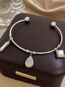 1 件女士心形贝壳手链不锈钢手链适合圣诞节生日日常派对珠宝礼物 - 彩色 - 查看 9