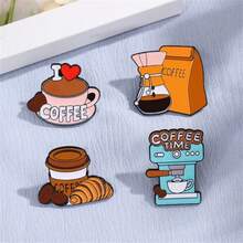 Broche para máquina de café, grãos de café, croissant - Broche de lapela pequeno e versátil para alimentos e bebidas, acessório para bolsa