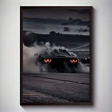 1 件艺术装饰经典跑车帆布艺术印刷品，几何车辆主题无框海报，帆布上的墨水壁挂装饰适用于家庭办公室、客厅、卧室、餐厅 - 室内肖像方向，防水印刷艺术品礼物生日毕业