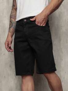 Liza Men's Denim Shorts With Lycra - 黑色的 - 查看 2
