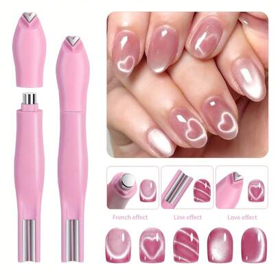 3-In-1 Snake Head Nail Art Magnet - Detachable Cat Eye Gel Nail Polish Tool, Odorless, Suitable For Professional Nail Salons And Home Users, 3 Colors Available (Pink/Light Blue/Black) - Creative Nail Art Set With Smooth Handle And Heart-Shaped Design, Cat Eye Magnetic Nail Tool Specially Designed For Nail Salons, Also An Ideal Gift For Friends And Women. (Usage: After Applying The Cat Eye Gel, Hold The Magnet Close To The Nail For 5-10 Seconds To See The Effect.)