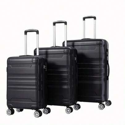 Valise trois pièces, 20/24/28 pouces, – Grande capacité extensible (L & XL) + porte-gobelet pliable (M), matériau ABS, serrure TSA, doubles roues pivotantes à 360°, valise de voyage familiale