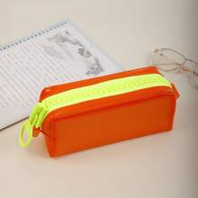 1pc Creative Colorful Zipper Pencil Case, Waterproof Material Large Capacity Transparent PVC Student Office Supplies Organizer, Dopamine Design For School Or Work - Multicolor - View 15