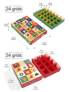 5 piezas Caja de regalo de Navidad, Calendario de Adviento de 24 días, Diseño creativo de 12 y 24 cuadrículas, Caja de embalaje de regalo para crear ambiente navideño, Experiencia interactiva de desempaquetar, Caja de regalo de Nochebuena, Adecuado para decoración de fiesta de Navidad y escenarios de entrega de regalos
