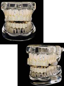 Diamond Grillz, Unisex, Răng giả mạ bạc và vàng phong cách Hip Hop, Phù hợp cho cả răng trên và răng dưới, Răng giả hóa trang cho rapper, Thích hợp cho dạ hội hóa trang, nhập vai, biểu diễn sân khấu, lễ hội hóa trang, hòa nhạc, chương trình rap, lễ hội, giải trí quán bar, hội chợ vui chơi - Nhiều màu - Xem 5