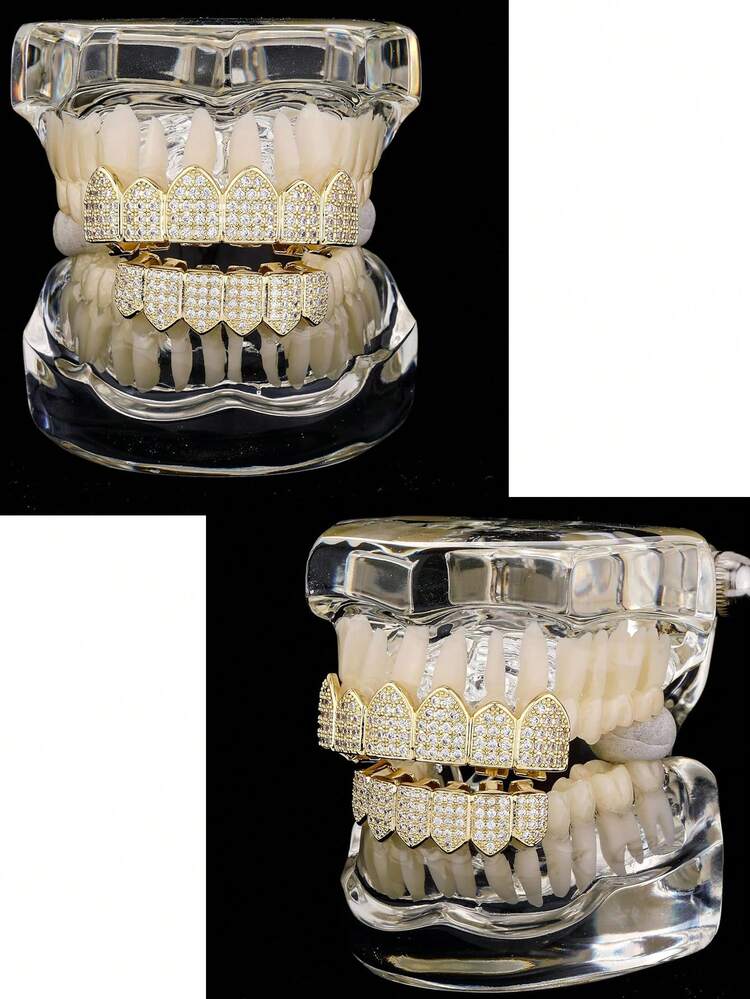 Diamond Grillz, Unisex, Răng giả mạ bạc và vàng phong cách Hip Hop, Phù hợp cho cả răng trên và răng dưới, Răng giả hóa trang cho rapper, Thích hợp cho dạ hội hóa trang, nhập vai, biểu diễn sân khấu, lễ hội hóa trang, hòa nhạc, chương trình rap, lễ hội, giải trí quán bar, hội chợ vui chơi - Nhiều màu - Xem 5