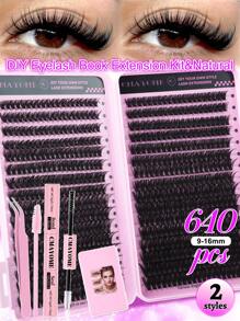 544/640 Stücke Wimpernbüschel D-Locken Einzelwimpern, mit Kleber und Versiegelung, Augenbrauenpinsel, Pinzette Set für Anfänger, weich und natürlich aussehende Kunstwimpern zum Vergrößern der Augen, dicke & natürlich flauschige DIY segmentierte Wimpern für verschiedene Augen-Make-up-Looks, Wimpern+Wimpernverlängerungs-Kleber+Pinzetten Set einfach zu verwenden, Starter-freundlich, flauschiger dichter Kunstwimpern-Set, geeignet für Alltag, Outdoor, Date, Augen-Make-up, Studenten Rückkehr zur Schule Geschenk Wimpernbüschel Set, Wimpern, Kunstwimpern