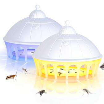 Flea Traps For Inside Your Home With Light And 5 Flea Trap Refill Discs, Flea Light Trap With 6 LED Light Modes Flea Killer Traps For Dogs Cats Attractant Catcher For Home Flea Trap For Inside Your Home Flea Light Trapper Indoor Fly Killer Household