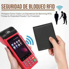 Lukovee Billetera para Hombre Piel, Cartera para Hombre RFID Bloqueo Antirrobo Tarjetero de Cartera Cuero Minimalista, Billetera Hombre Carteras para Caballero Plegable para Hombre Regalo - Negro (Nuevo) - Ver 3