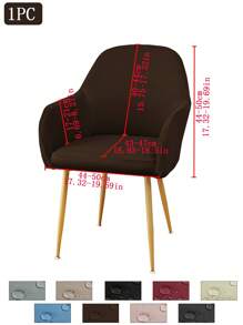 1件/2件/4件/6件装纯色牛奶丝新款弧形薄款座椅套，经典简约设计，防水（非100%防水），防尘，适用于客厅、餐厅、书房等场所，100%涤纶薄款弧形椅套，房间装饰 - 彩色 - 查看 41