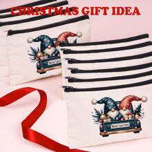 圣诞主题化妆包，多件套可选（1/5/10/20件），多功能珠宝袋，圣诞礼品袋，零钱包，糖果袋，带有圣诞老人，精灵，圣诞树和其他节日设计，是营造圣诞气氛的必备品，便携多用途实用布袋，充满节日气氛，圣诞节和新年聚会，派对，礼品分发和存储的必备包装袋，适合男士和女士