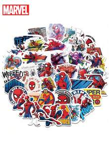 Marvel 50 Miếng dán vinyl hình Người Nhện được  cấp phép chính thức, quà tặng hoạt hình chống nước cho bình nước, ốp lưng máy tính xách tay, bình nước, máy tính, điện thoại, mũ bảo hiểm, xe hơi và đề can - Nhiều màu - Xem 3