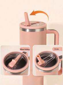 1个40盎司（约1.2升）保温杯翻盖吸管盖替换装，适用于杯子，可重复使用，防漏防溅，返校季必备 - 彩色 - 查看 3