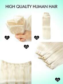 Extensões de cabelo costuradas, pacotes de cabelo humano real, extensões de cabelo com trama genial, trama colorida destacada, extensões de trama dupla amarradas à mão para mulheres