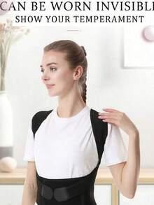 Men And Women - Posture Corrector, Physical Support For Lower Back, (Ideal Gift For Mother's Day/Valentine's Day/Easter) Invisible Posture Corrector Under Clothes, With Straps For Rounded/Hunchbacked Back, Spinal Curvature, Textile Material (Hand Washable), Daily Use - 黑色 - 查看 6
