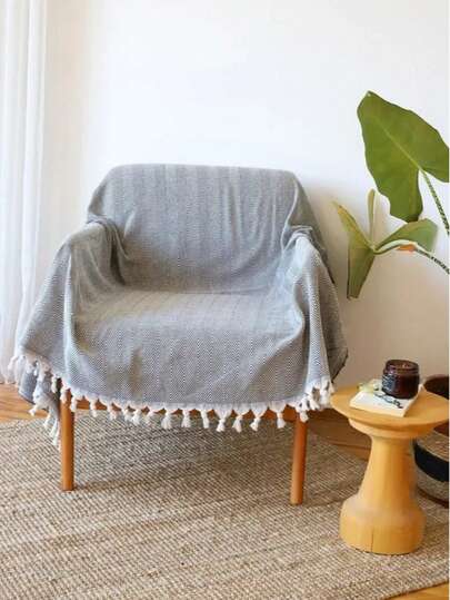Armchair Throw Cover | 150x170 Cm | 100% Cotton Striped Fabric | Single Chair Cover Or Decorative Blanket Made In Turkey