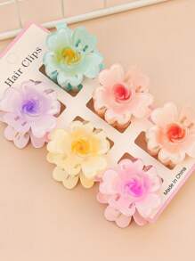 6 Stück Halloween Blumen Muster Party ABS Kunststoff (ABS Harz) 6 Stück Blumen Muster Party ABS Kunststoff (ABS Harz) 6 Stück 4CM bunte kleine Chrysanthemen Haarklammern Blumen Klauen Seitenklauen Halbklauen Hinterkopf Haarklauen Elegante Haarzubehör
